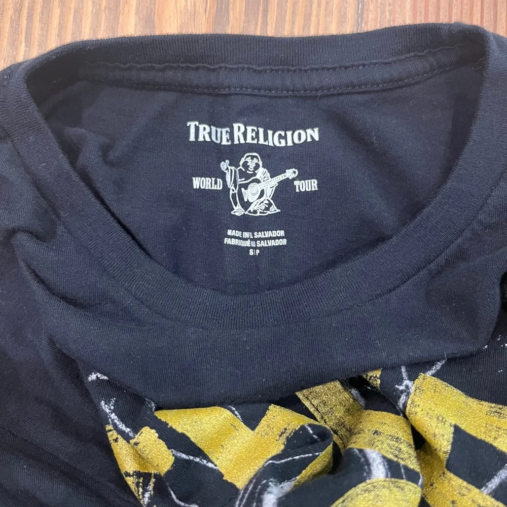 Men's True Religion Brooklyn Bridge Graphic T-Shirt Black Yellow Size S, 0027 B1 - Picture 5 of 5